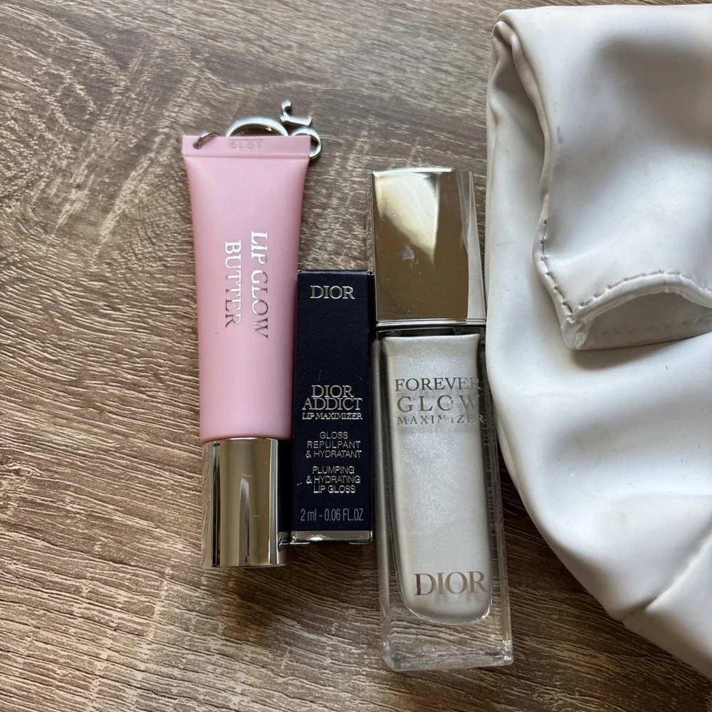 DIOR SET OF 3 Forever Glow Maximizer PEARLY Lip Butter 101 Glazed Pink Gloss Bag